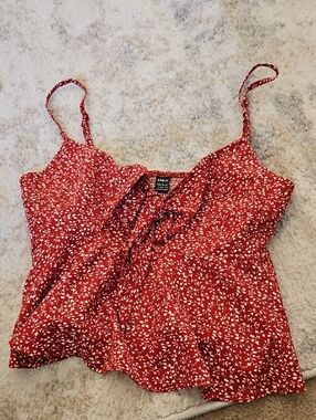 Women's Red Floral Tie-Front Cami Top